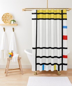 Vintage Disney Boho Abstract Sun Shower Curtain, Mid-Century and Vintage Design, Eco-Friendly Material with Hooks
