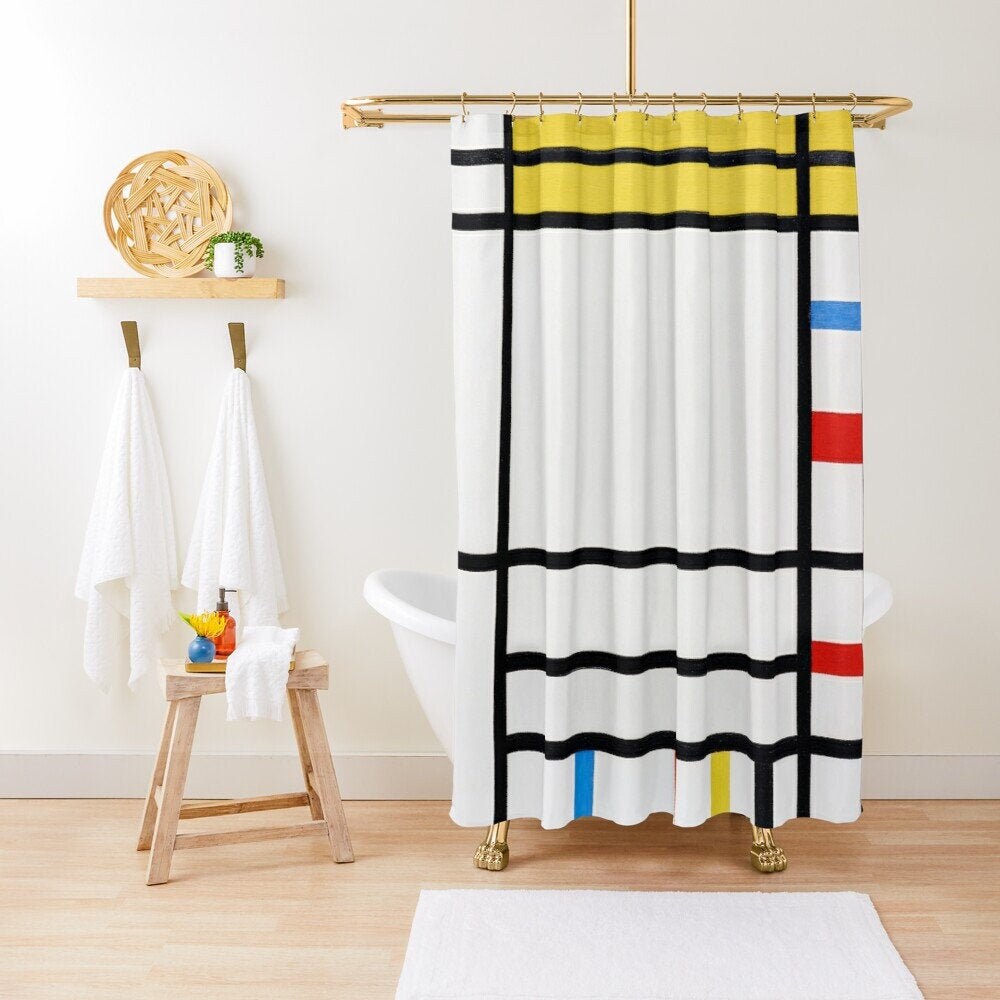 Vintage Disney Boho Abstract Sun Shower Curtain, Mid-Century and Vintage Design, Eco-Friendly Material with Hooks