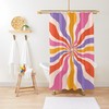 Vintage Disney Boho Sun Shower Curtain, Mid-Century and Abstract Pattern, Eco-Friendly and Waterproof Design with Hooks
