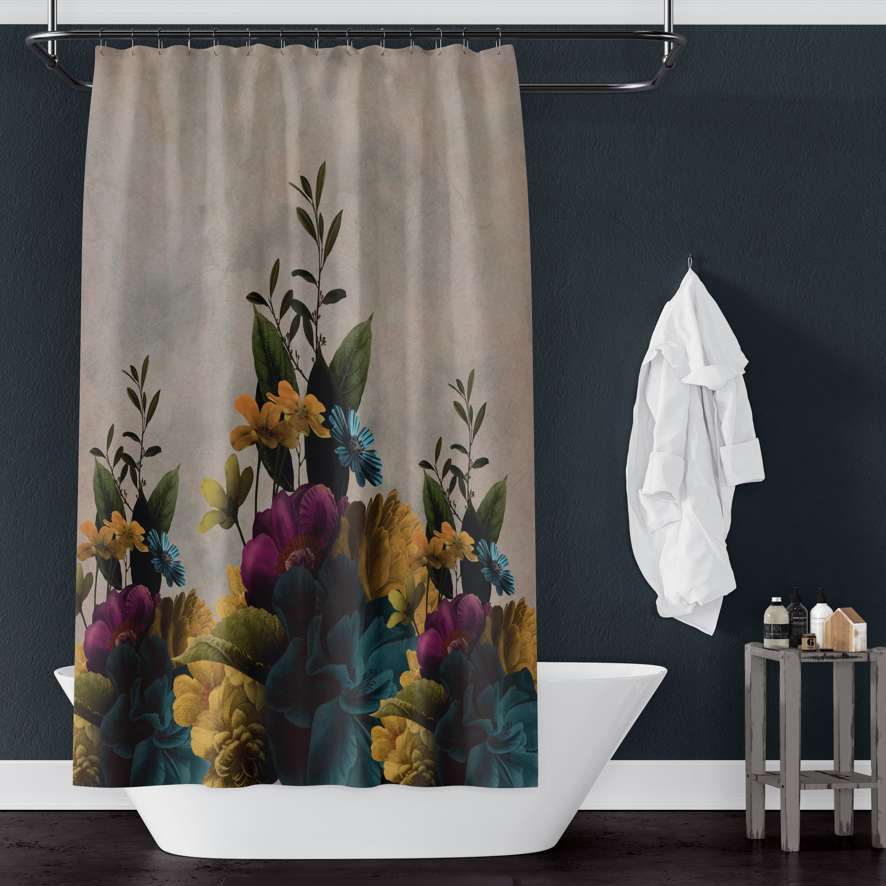 Vintage Floral Design Garden Shower Curtain and Bath Accessories Set - Image 2