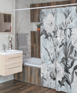 Vintage Floral Shower Curtain, Retro Bathroom Accessory, Botanical Tub Curtain