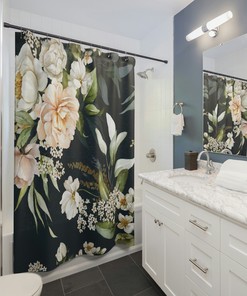 Vintage Floral Shower Curtain with Botanical and Farmhouse Vibe