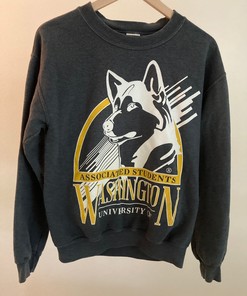Vintage Gildan University Of Washington Huskies Crewneck Sweatshirt, Uw Basketball Hoodie College Student Gifts