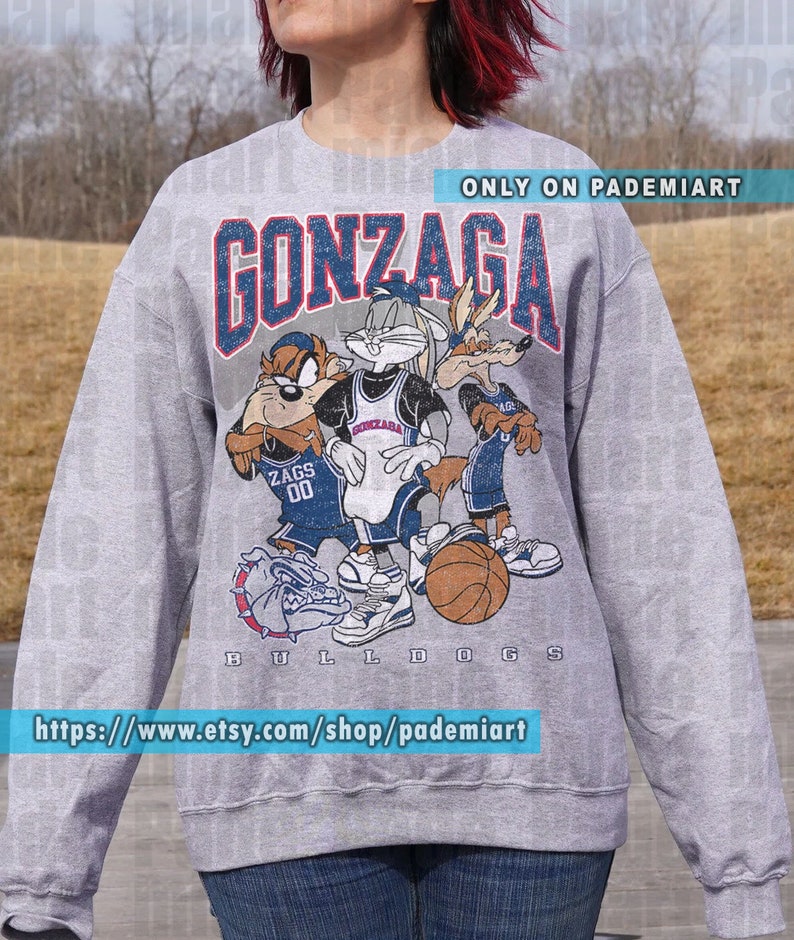 Vintage Gonzaga Bulldogs University Crewneck Sweatshirt Team Bulldogs