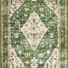 Vintage Green Bohemian Area Rug for Bedroom or Entryway - Soft Non-Slip Washable Carpet with 3D Vortex Illusion