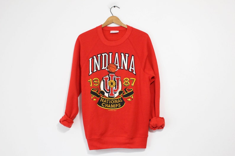 Vintage Indiana University 1987 Basketball Champions Sweatshirt, Iu Hoosiers Shirt For Ncaa Fans