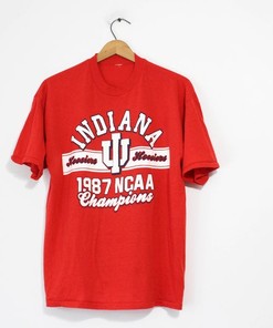 Vintage Indiana University Ncaa 1987 Champions T Shirt Large, Iu Hoosiers Shirt For Ncaa Fans