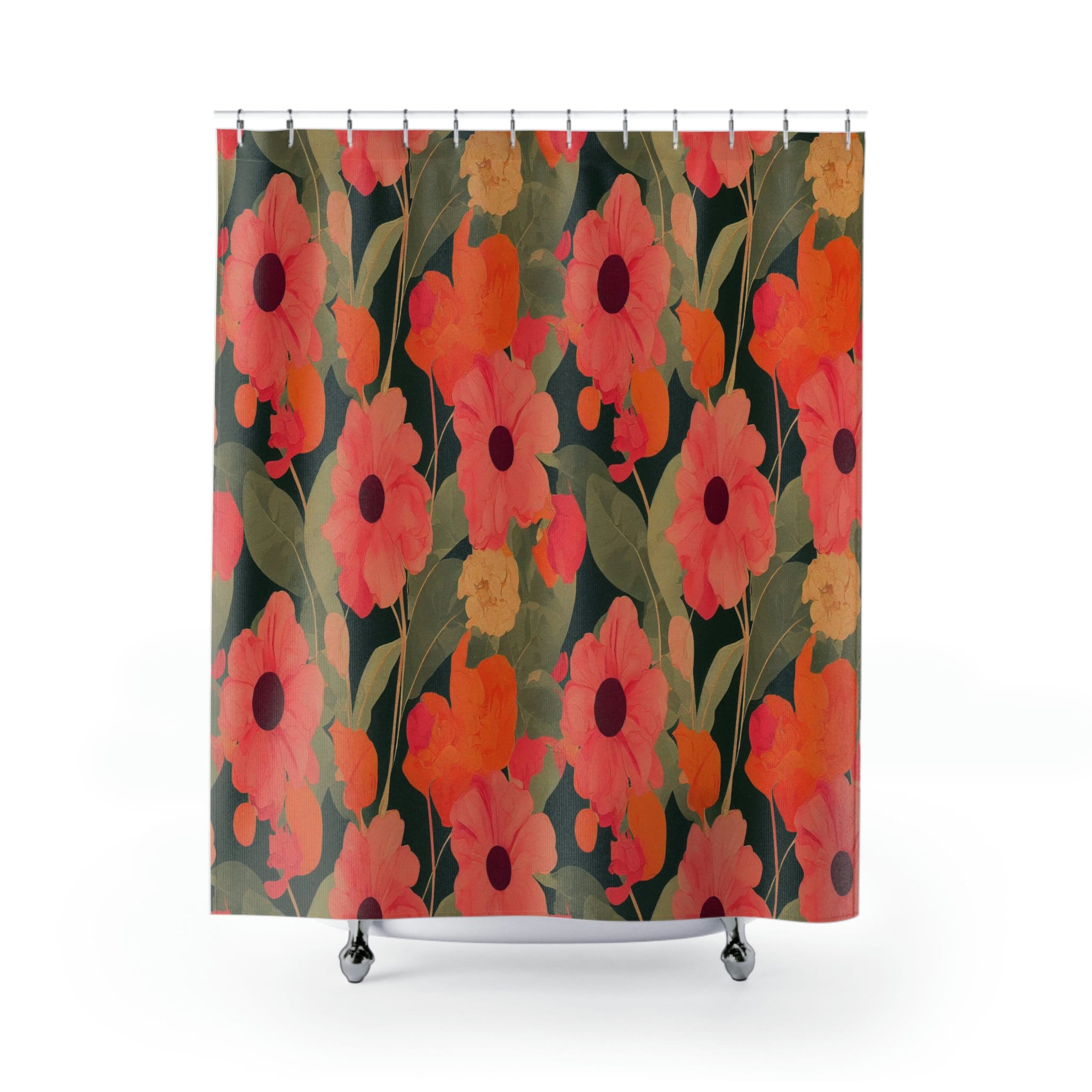 Vintage Inspired Floral Shower Curtain, Botanical Retro Bathroom Decor - Image 2