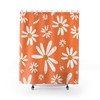 Vintage Inspired Sherbet Orange MCM Mid Mod Modern Shower Curtain with 70's Daisy Print