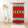 Vintage Japanese Woodblock Boho Shower Curtain with Abstract Art Design - Eco-Friendly and Waterproof - Includes Hooks!