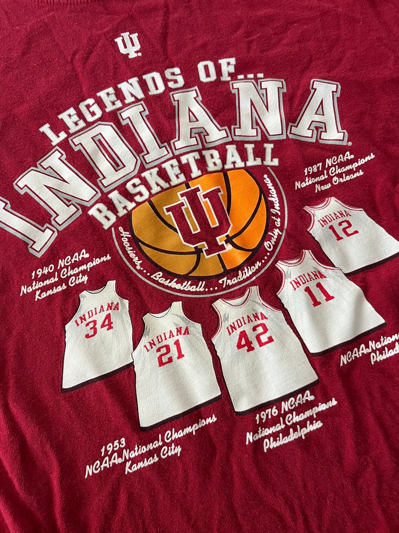 Vintage Legends Of Indiana University Basketball National Champions T Shirt Long Sleeve Full Size