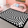 Vintage Livingart Black and White Checkered Area Rug - A Classic Look with Modern Twist for Living Room and Floor Decor