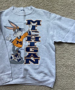 Vintage Looney Tunes Bugs Bunny University Of Michigan Crewneck Sweatshirt