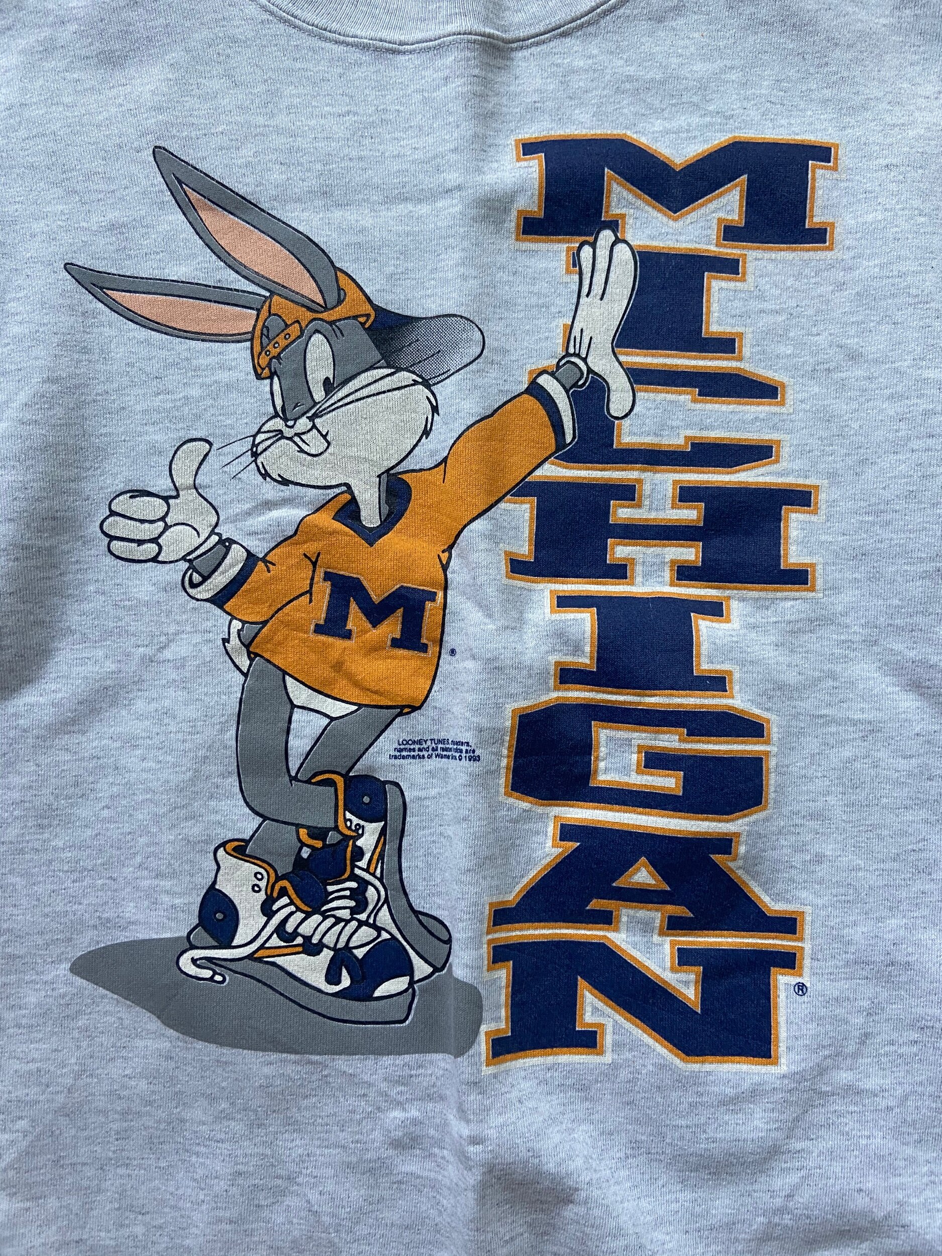 Vintage Looney Tunes Bugs Bunny University Of Michigan Crewneck Sweatshirt - Image 2