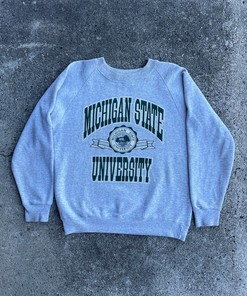Vintage Michigan State University Crew Sweatshirt With Classic Logo
