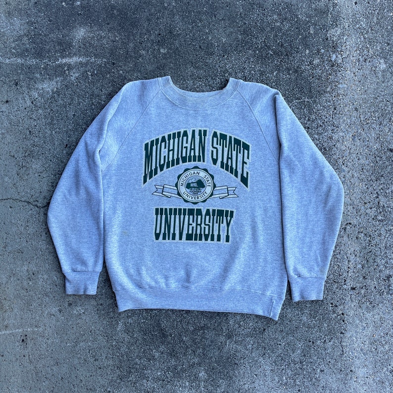 Vintage Michigan State University Crew Sweatshirt With Classic Logo