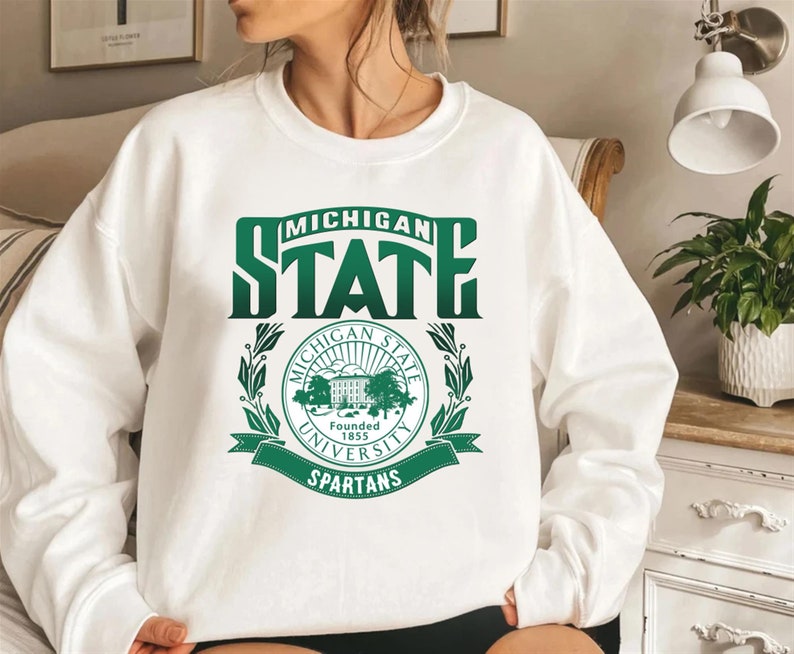 Vintage Michigan State University Sweatshirt Hoodie Shirt, Retro Msu Apparel Gift - Image 3