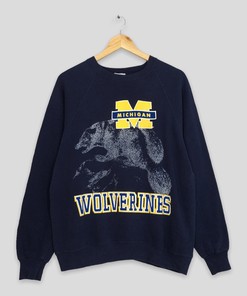 Vintage Michigan Wolverines Blue Sweatshirt Full-Size Gift For Ncaa Enthusiasts