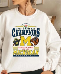 Vintage Michigan Wolverines Football Shirt With Vintage 1997 Michigan Wolverines Rose Bowl Football Crewneck Sweatshirt