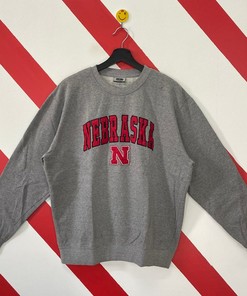 Vintage Nebraska Cornhuskers Sweatshirt Nebraska Crewneck University Nebraska Sweater Nebraska Cornhuskers Logo Grey