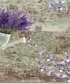 Vintage Spring Purple Lavender Butterflies Area Rug with Wood Texture with Vintage 70s Area Rug
