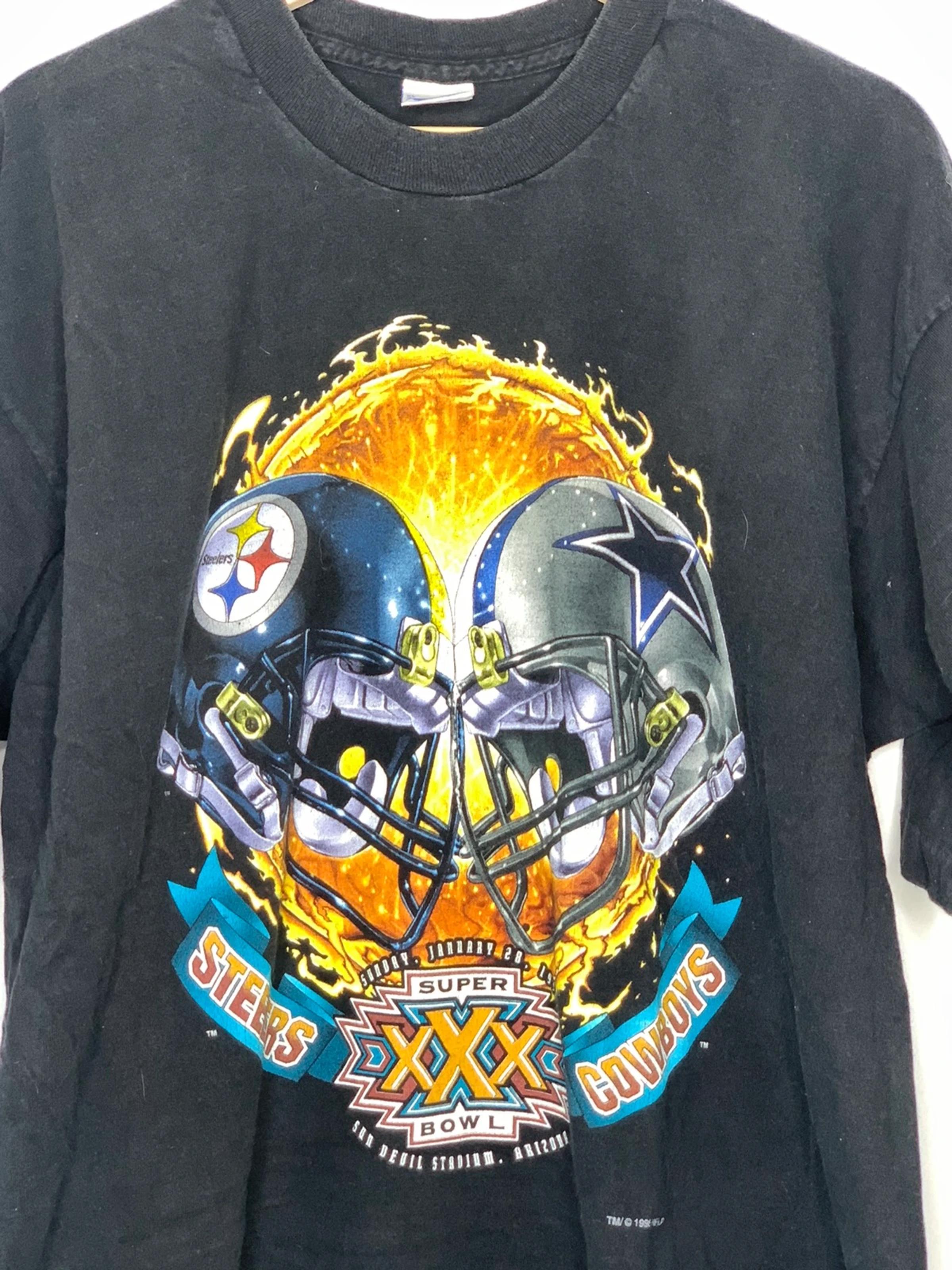 Vintage Steelers Vs. Cowboys 1996 Super Bowl T-Shirt Sweatshirt Pullover Hoodie Reprinted Gift For Nfl Fans