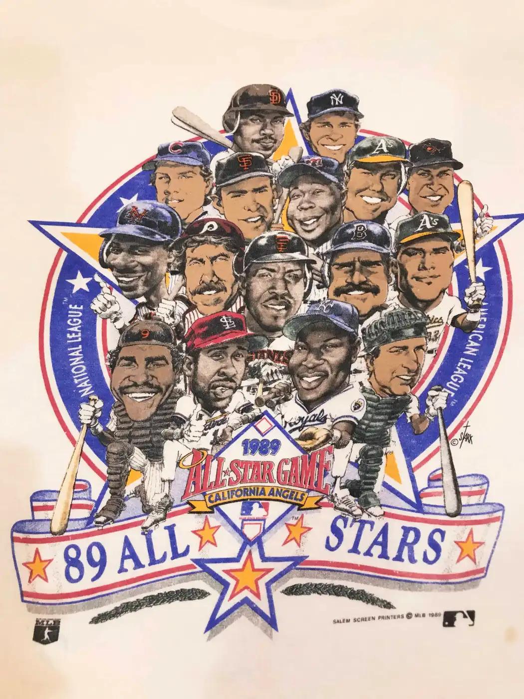Vintage Style 1989 Mlb All Star Game Caricature Apparel For Fans - Image 2