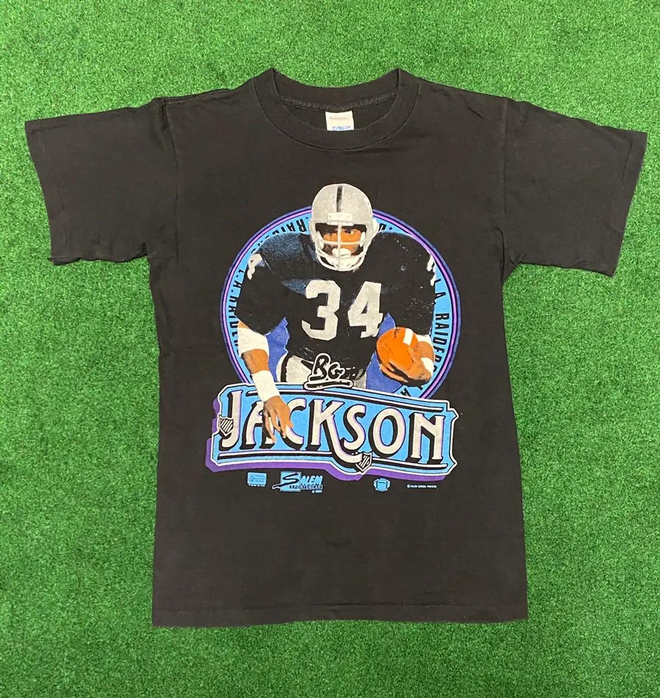 Vintage Style 1990 Bo Jackson Raiders Football T-Shirt Sweatshirt Pullover Hoodie Gift For Oakland Raiders Fans