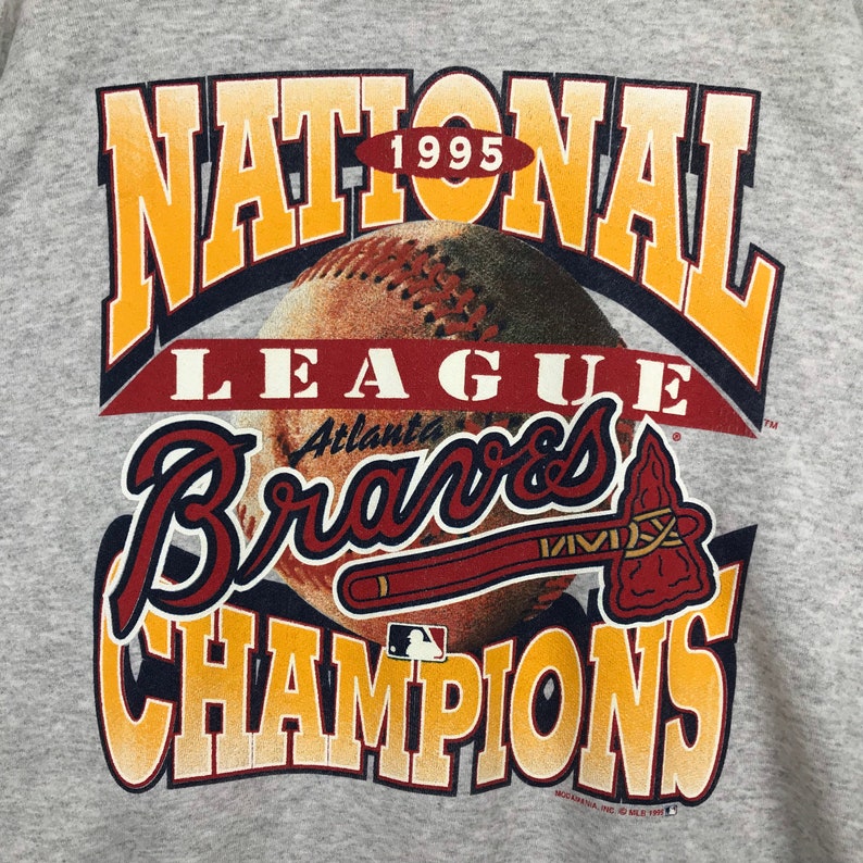 Vintage Style 1995 Mlb Atlanta Braves National League Champions Crewneck Sweatshirt Baseball Team Braves Sweater - Image 2