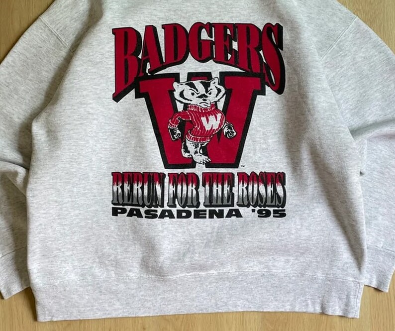 Vintage Style 1995 Wisconsin Badgers University Football Crewneck Sweatshirt, Wisconsin Badgers Shirt - Image 2