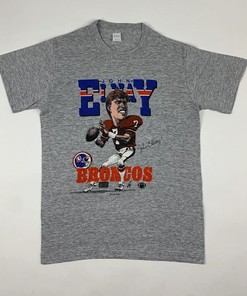 Vintage Style 80s John Elway Denver Broncos Caricature Sweatshirt T-shirt Ideal Gift for NFL Fans
