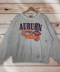 Vintage Style 90’S Auburn University Crewneck Sweatshirt, Auburn Tigers Football Team Sweater Pullover