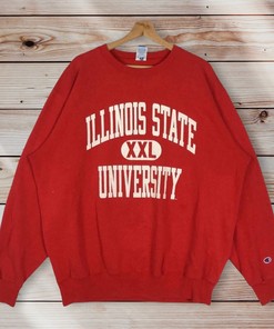 Vintage Style 90’S Champion Illinois State University Crew Neck Sweatshirt, Illinois State Sweater Pullover