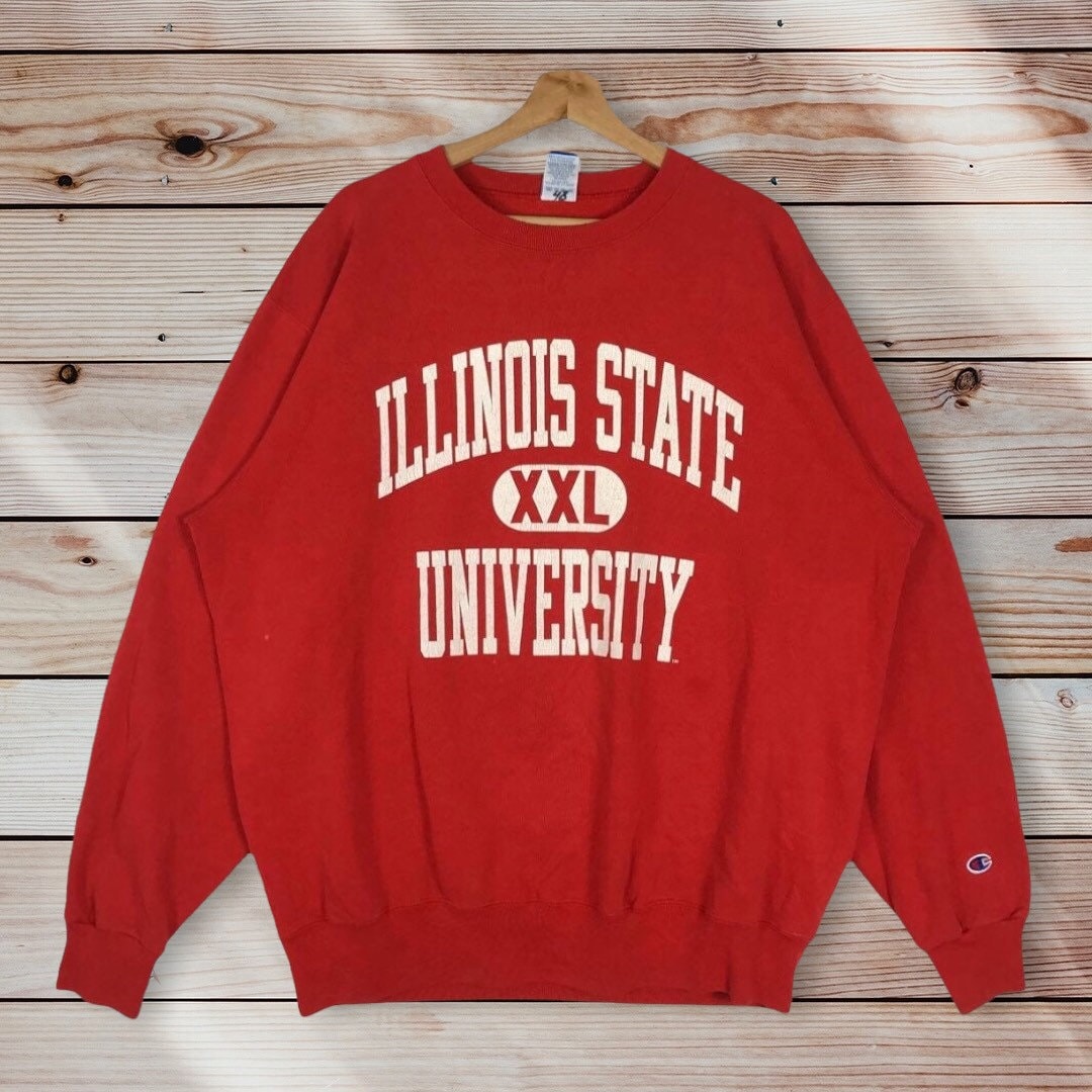 Vintage Style 90’S Champion Illinois State University Crew Neck Sweatshirt, Illinois State Sweater Pullover