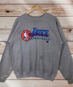 Vintage Style 90’S Champion Utah Jazz Basketball Crewneck Sweatshirt, Utah Jazz Basketball Sweater Pullover