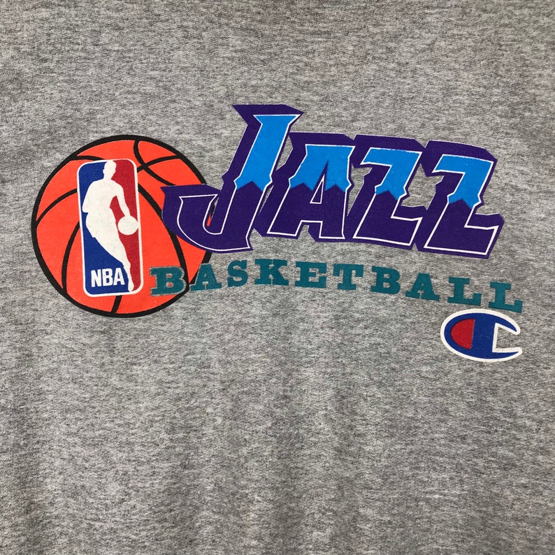 Vintage Style 90’S Champion Utah Jazz Basketball Crewneck Sweatshirt, Utah Jazz Basketball Sweater Pullover - Image 2