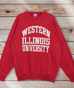 Vintage Style 90’S Champion Western Illinois University Printed Spell Out Crew Neck Sweatshirt, Hoodie