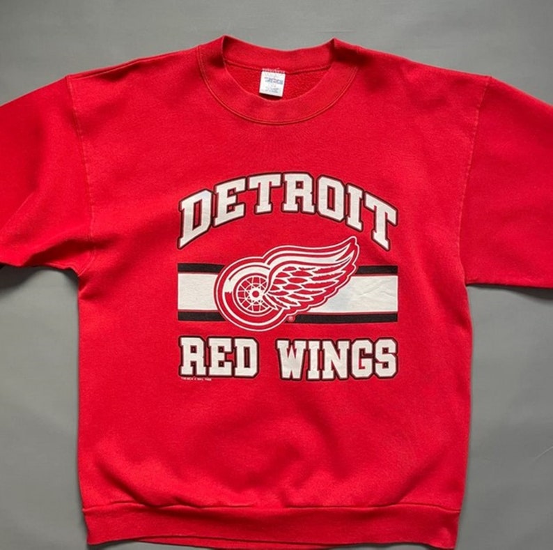 Vintage Style 90S Detroit Red Wings Crewneck Sweatshirt Detroit Red Wings Hoodie And Shirt - Image 2