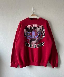 Vintage Style 90S Detroit Red Wings Stanley Cubs Champions Sweatshirt, Detroit Red Wings Hoodie,Gift For Her