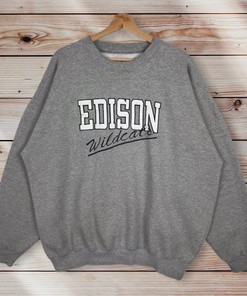 Vintage Style 90’S Edison Wildcats High School Football Club Crewneck Sweatshirt Sweater Pullover Reprinted