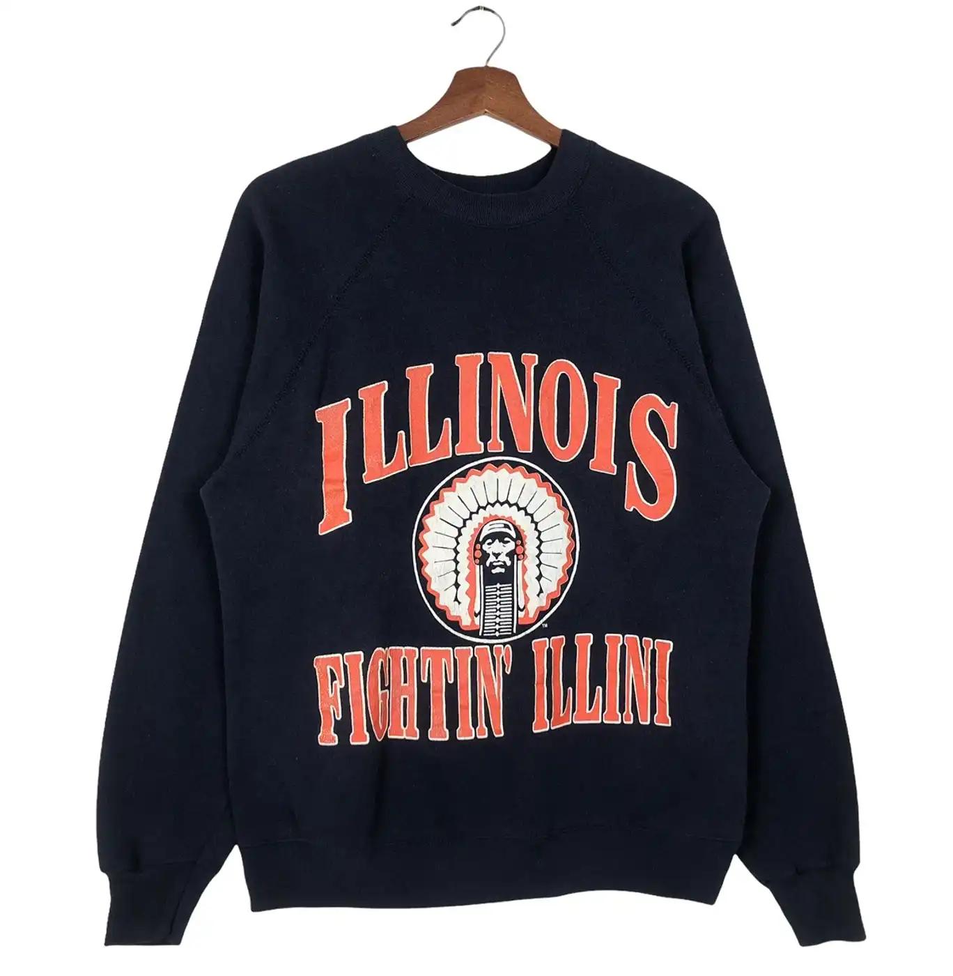Vintage Style 90S Illinois Fighting Illini Football T-Shirt Sweatshirt Hoodie American Football Gifts Lover