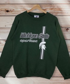 Vintage Style 90’S Logo Athletic Michigan State University Spartans Crewneck Sweatshirt Sweater Pullover