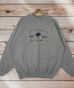 Vintage Style 90’S Logo Athletic Nfl St. Louis Rams Crewneck Sweatshirt, Nfl Los Angeles Rams Sweater Pullover