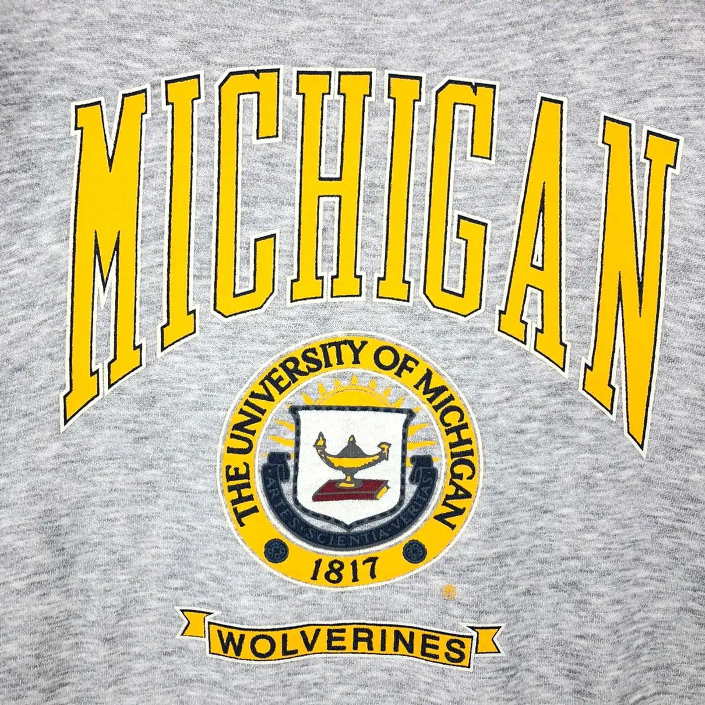 Vintage Style 90S Michigan Wolverines University T-Shirt Sweatshirt Hoodie American Football Gifts Lover - Image 2