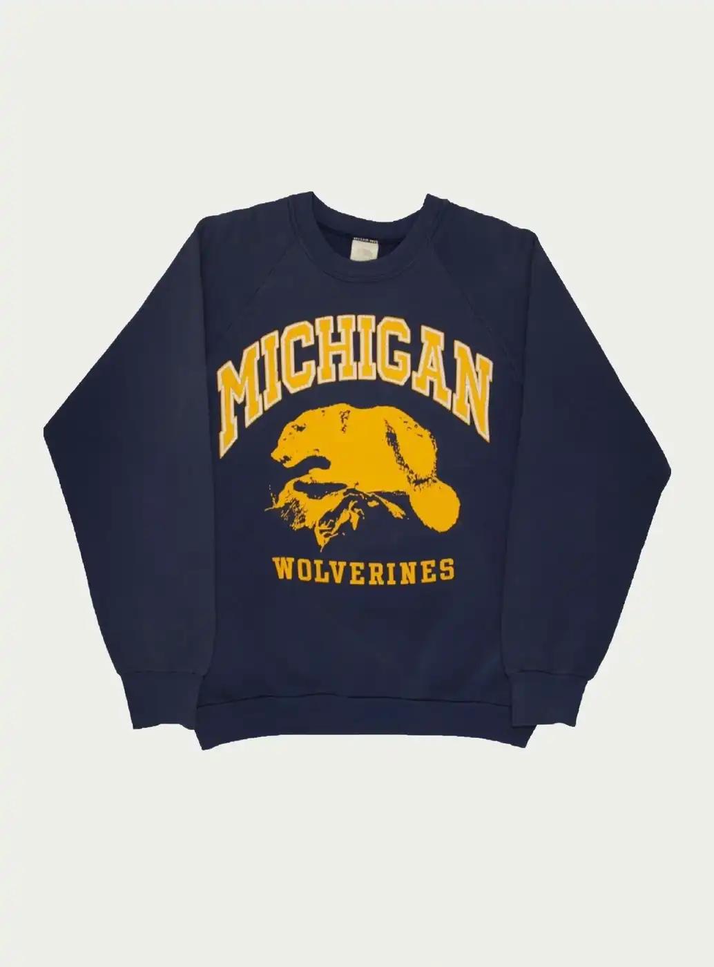Vintage Style 90S Ncaa Michigan Wolverines Sun Faded T-Shirt Sweatshirt Hoodie American Football Gifts Lover