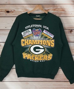 Vintage Style 90’S Nfl Green Bay Packers Super Bowl Classic 1997 Nfc Champions Printed Big Logo Sweatshirt, Hoodie