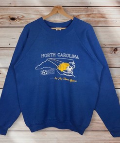 Vintage Style 90’S North Carolina Football Crewneck Sweatshirt Printed Big Logo North Carolina Sweater Pullover