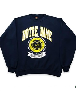 Vintage Style 90'S Notre Dame University T-Shirt Sweatshirt Hoodie American Football Gifts Lover