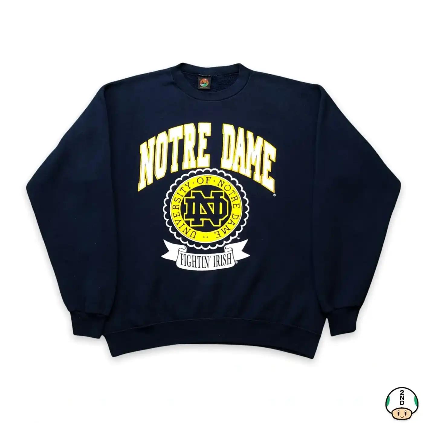 Vintage Style 90'S Notre Dame University T-Shirt Sweatshirt Hoodie American Football Gifts Lover