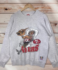 Vintage Style 90’S Nutmeg Nfl San Francisco 49Ers Crewneck Sweatshirt Mirror, Nfl 49Ers Sweater Pullover